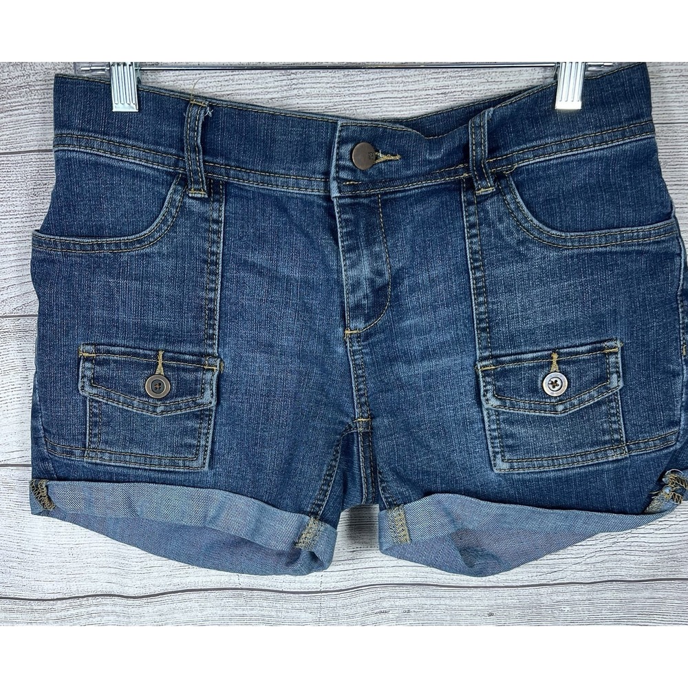 New York & Company Denim Cuffed Shorts Women's‎ Size 4 Blue Cargo Pocket